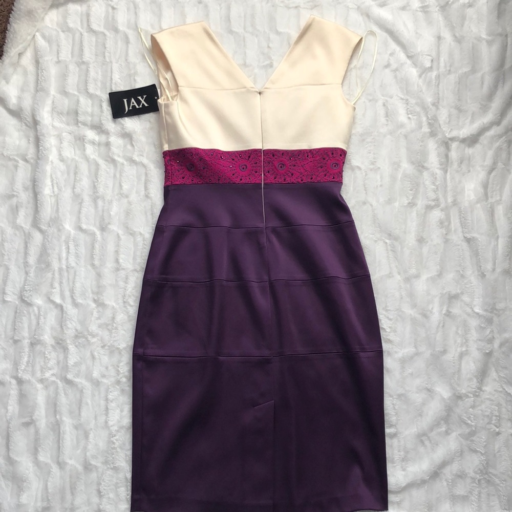 Cream & Purple Cocktail Dress - Picture 2 of 4